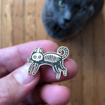 Day of The Dead Cat Skeleton Pin Bright Future Heirloom