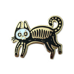 Day of The Dead Cat Skeleton Pin Bright Future Heirloom