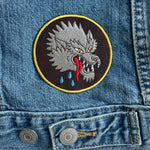 Tattoo Flash Style Wolf Embroidered Iron On Patch Bright Future Heirloom