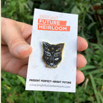 4 Eyed Cat in Black and Gold Pin Bright Future Heirloom