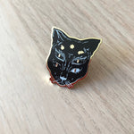 4 Eyed Cat in Black and Gold Pin Bright Future Heirloom