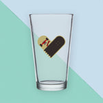 Broken Skateboard Heart Pint Glass Bright Future Heirloom