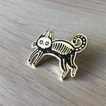 Day of The Dead Cat Skeleton Pin Bright Future Heirloom