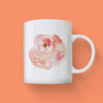 Peach Watercolor Peony Flower 01 Mug