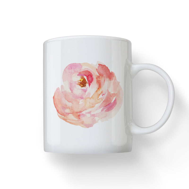 Peach Watercolor Peony Flower 01 Mug