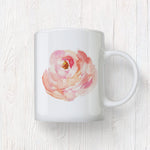 Peach Watercolor Peony Flower 01 Mug