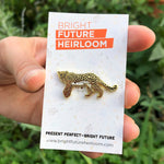 Neon Cheetah Polished Brass Pin Bright Future Heirloom