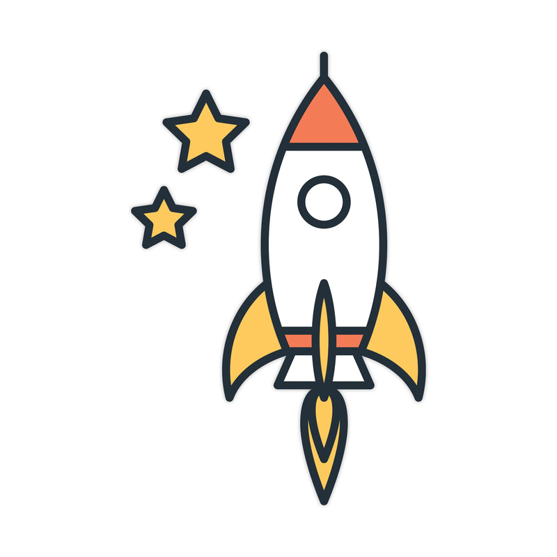 Rocket Ship to the Moon Decal Bright Future Heirloom