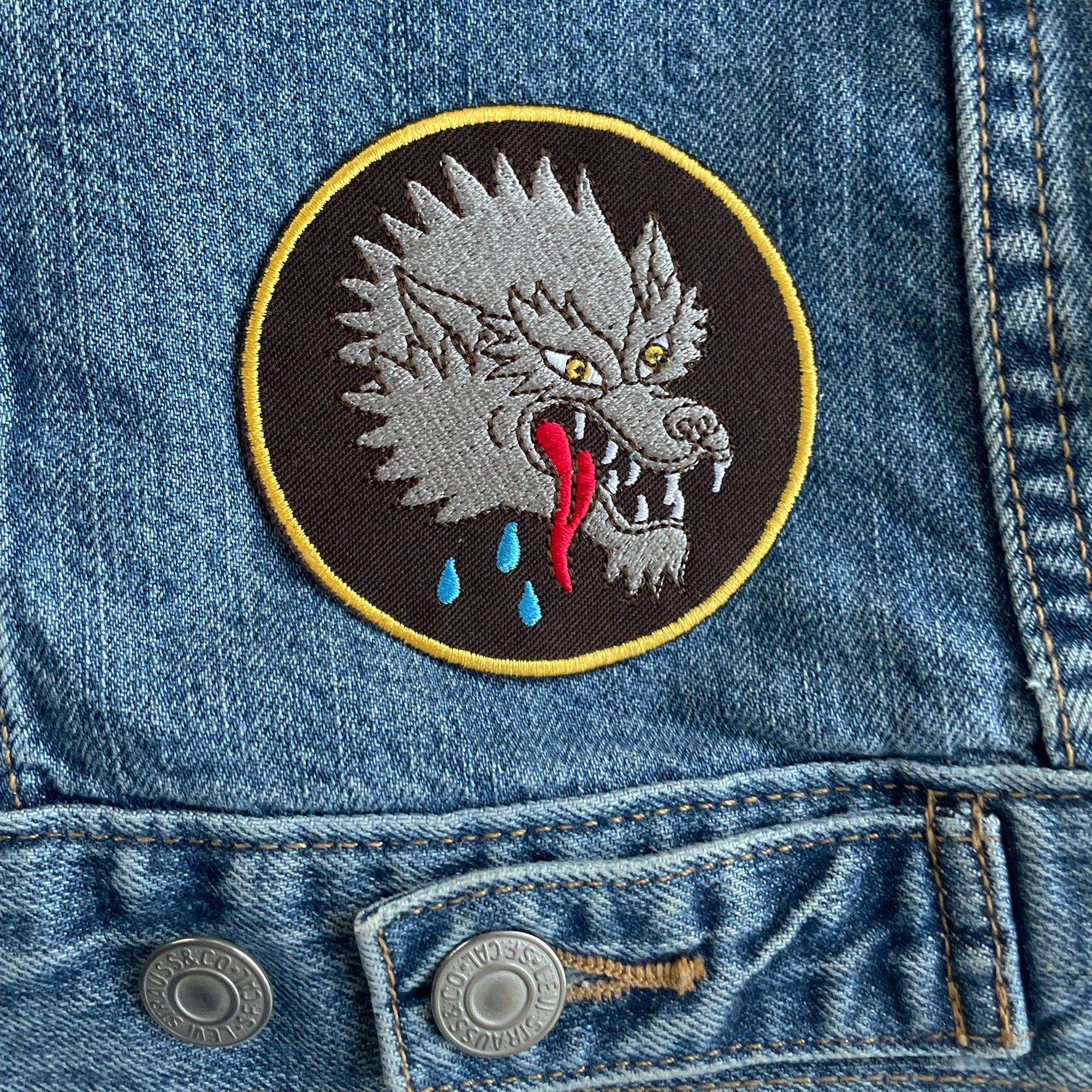 Embroidered Wolf Head Iron On Patch Sew On Embroidery Badge Werewolf Applique - Foto 3